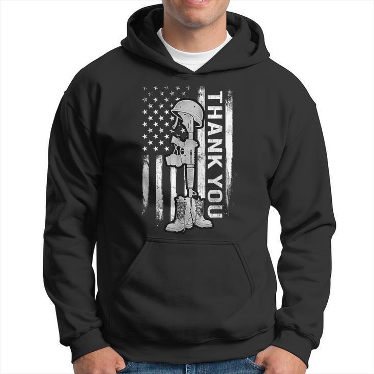 Distressed Memorial Day Flag Military Boots Dog Tags Hoodie
