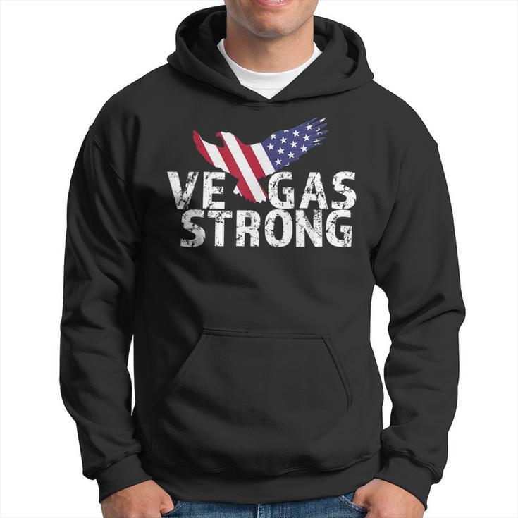 Distressed Vegas Strong American Flag Eagle Hoodie