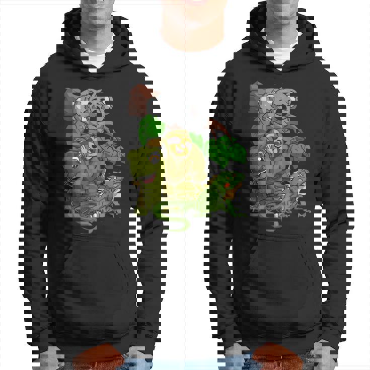 Divertido Coala Perezoso Tortuga Iguana Escuadra Zoo Animal Sudadera