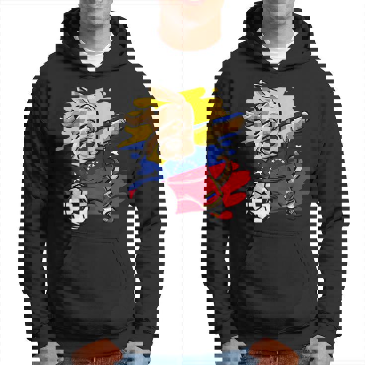 Divertido Dabbing Perro Fútbol Deenezuela Bandera Sport Sudadera