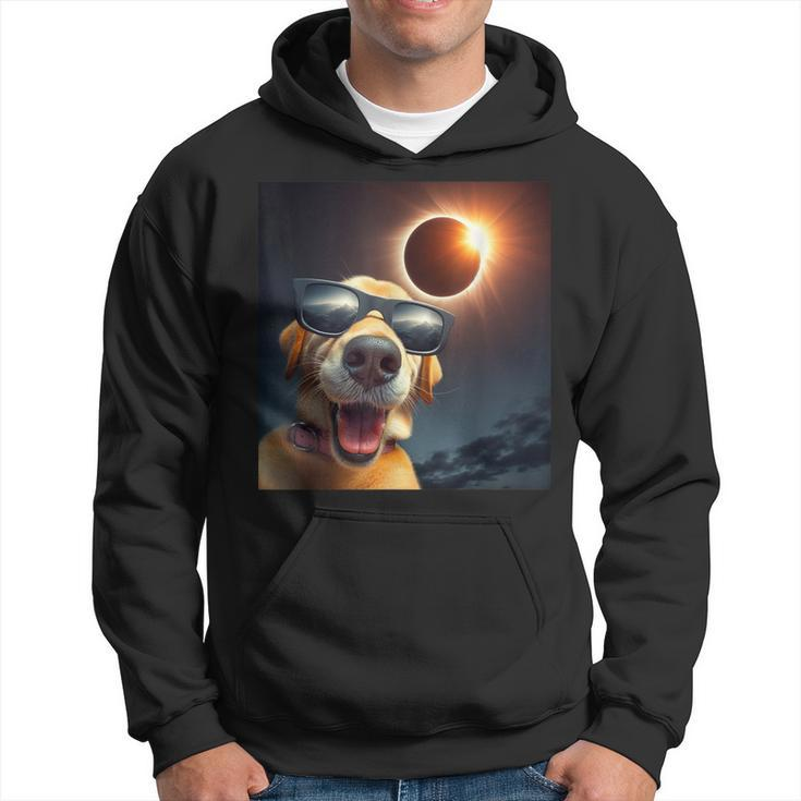 Dog Selfie Solar Eclipse Wearing Glasses Dog Lovers Hoodie