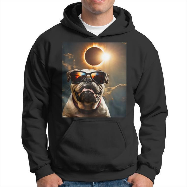 Dog Taking A Selfie With Solar 2024 Eclipse Wearing Glasses Hoodie