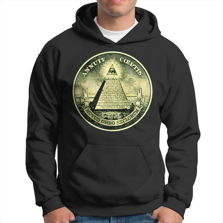 Dollar All-Seeing Eye Symbol Masonic Pyramid Triangle Hoodie