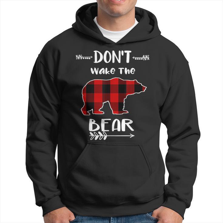 Don't Wake The Bear Black & Red Buffalo Plaid Bear Hoodie