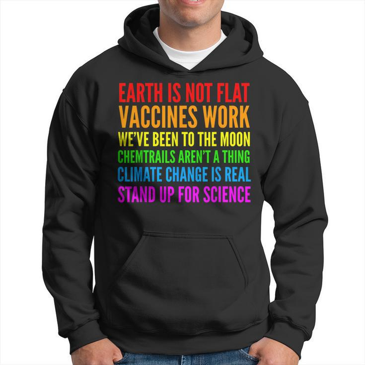 Earth Not Flat Climate Change Real Vaccine Work Hoodie