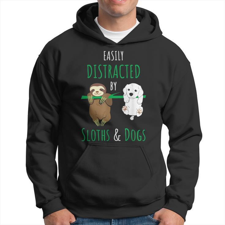 Easily Distracted By Sloths And Dogs Cute Dog Sloth Hoodie