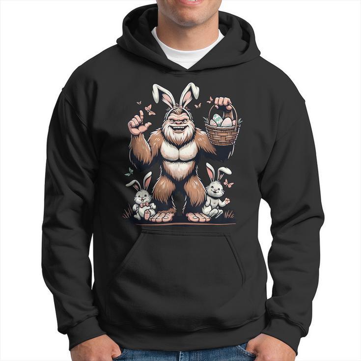 Easter Bigfoot With Bunny & Egg Basket Festive Celebration Hoodie