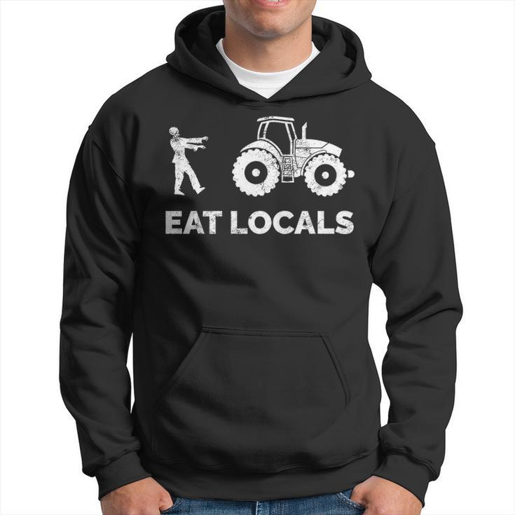 Eat Locals Zombie Chasing Farmer Tractor Hoodie