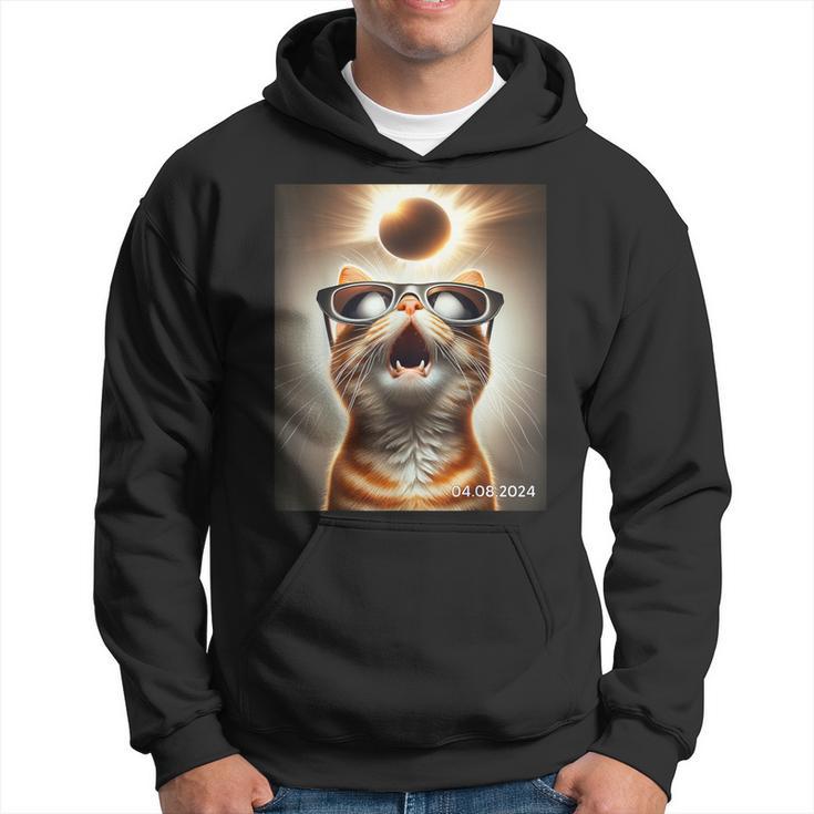 Eclipse Cosmic Tabby Cat With Sunglasses Solar Eclipse 2024 Hoodie