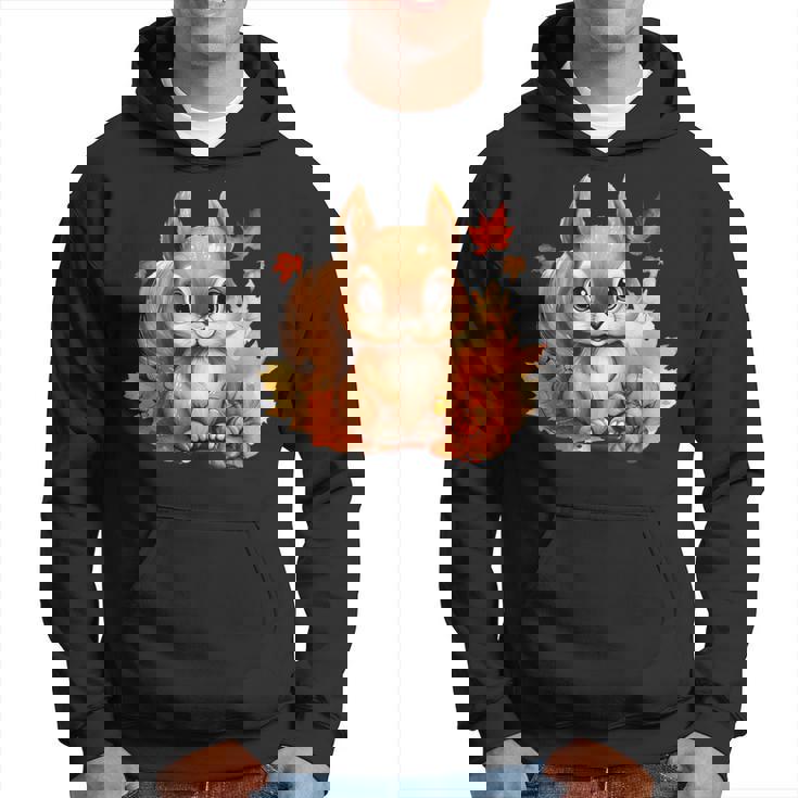 Écureuil D'automne Avec Feuilles Mignon Amoureux De La Nature D'automne Sweat à capuche