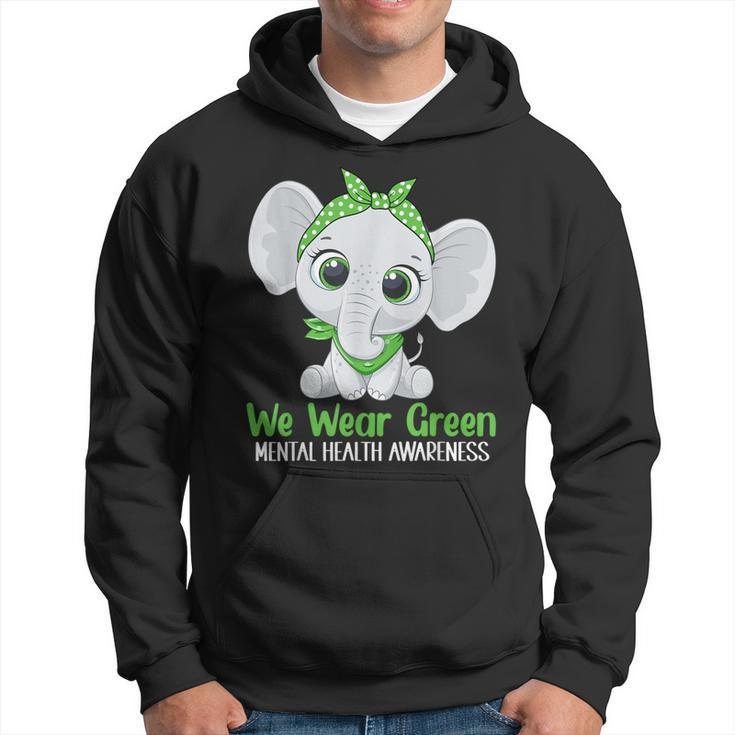 Elehant Mental Health Awareness Green Ribbon Hoodie