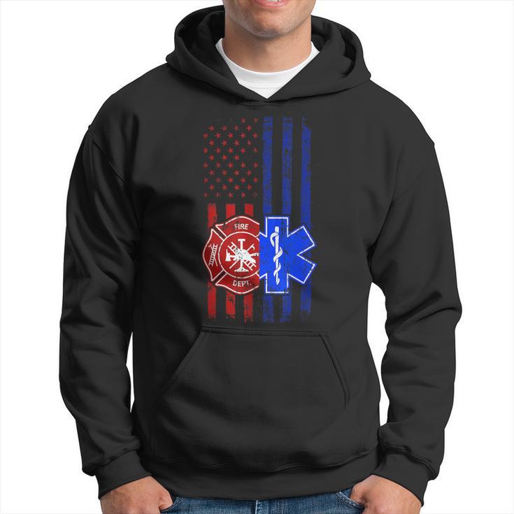 Ems Firefighter Emt Paramedic First Responders Us Flag Hoodie