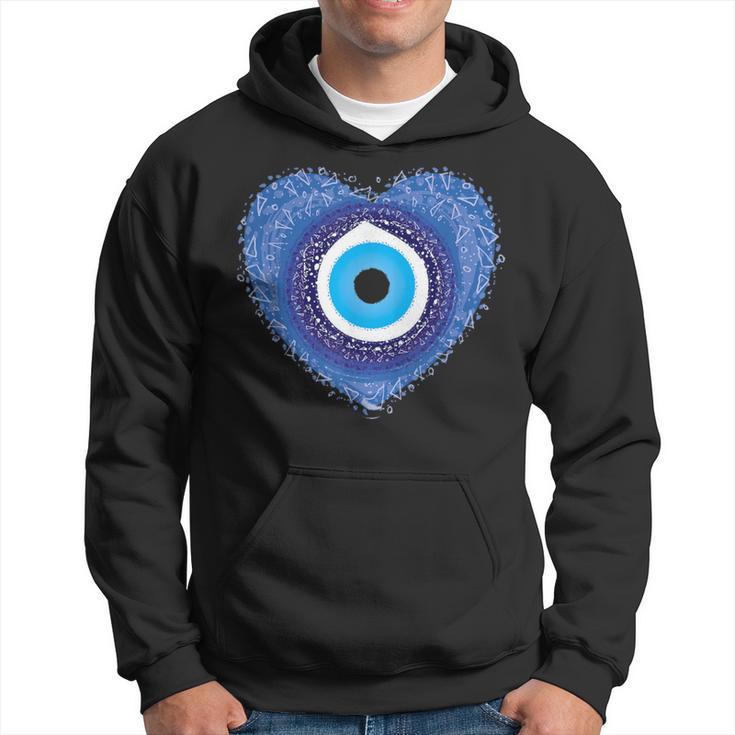 Evil Eye Greek Protect Against Evil Heart Charm Graphic Hoodie