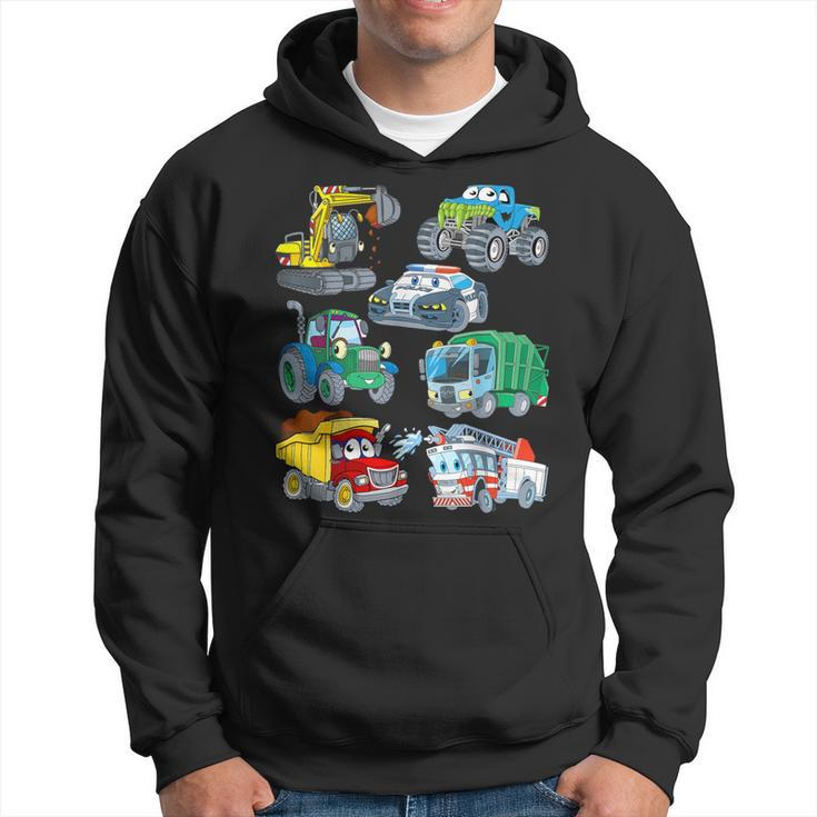 Excavator Fire Truck Police Car Monster Truck For Boys Hoodie