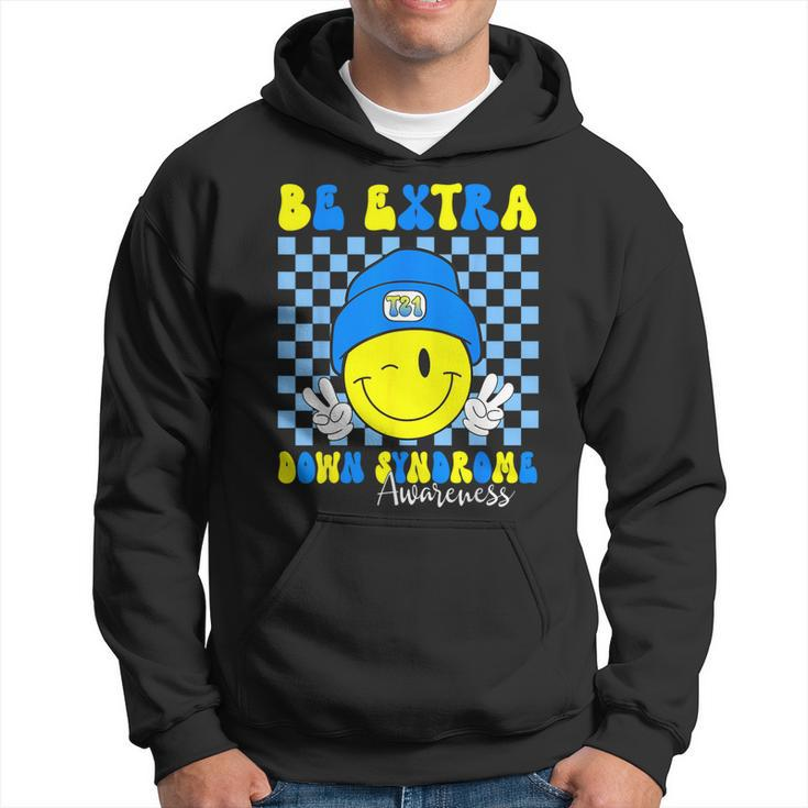 Be Extra Down Syndrome Awareness Yellow And Blue Smile Face Hoodie