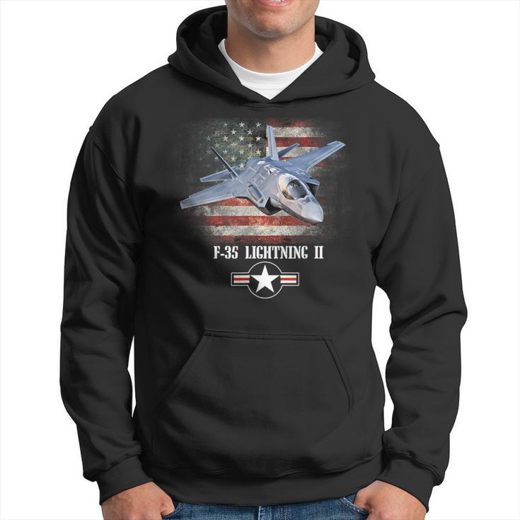 F-35 Lightning 2 Us Flag Proud Air Force Military Veteran Hoodie