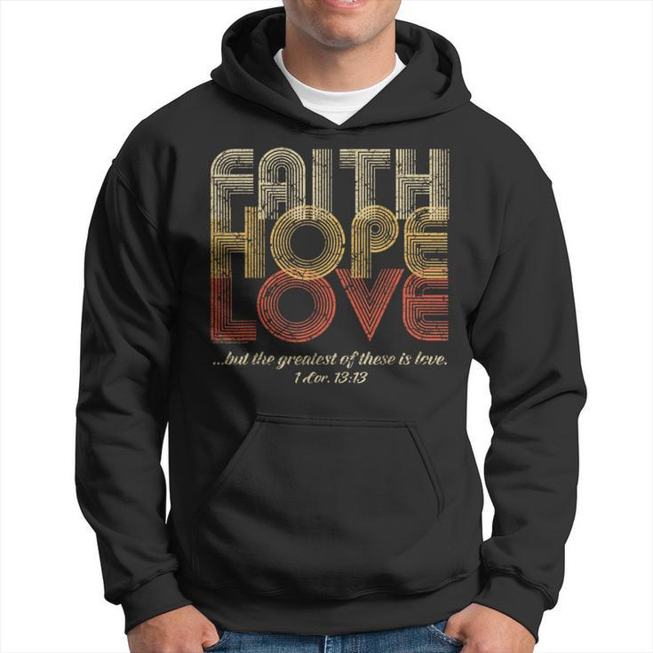 Faith Hope Love 1 Corinthians 13 Bible Verse Retro Christian Hoodie