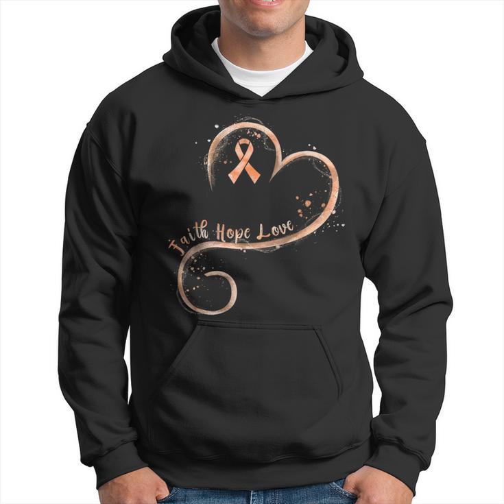 Faith Hope Love Peach Ribbon Endometrial Cancer Awareness Hoodie