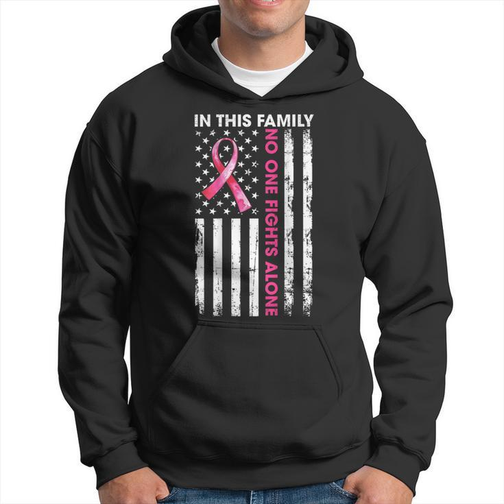 In This Family No One Fight Alone Breast Cancer On Back Hoodie