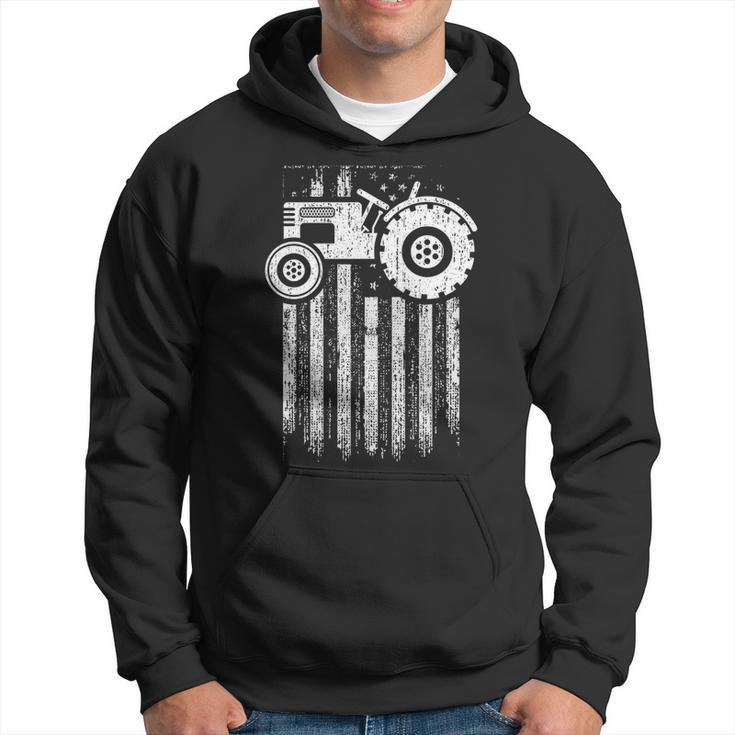 Farm Tractor With Distressed Usa Flag Hoodie