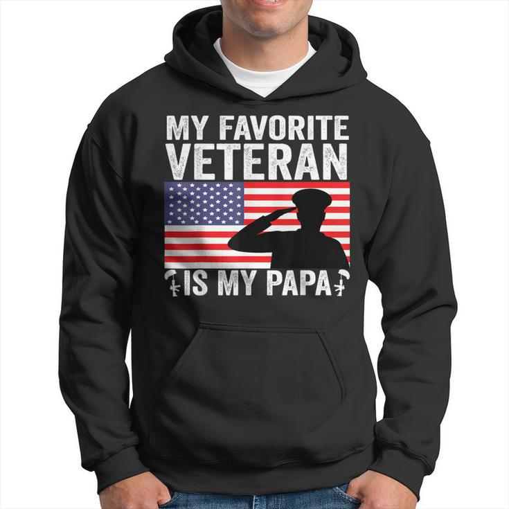 My Favorite Veteran Is My Papa Us Flag Father Veterans Hoodie