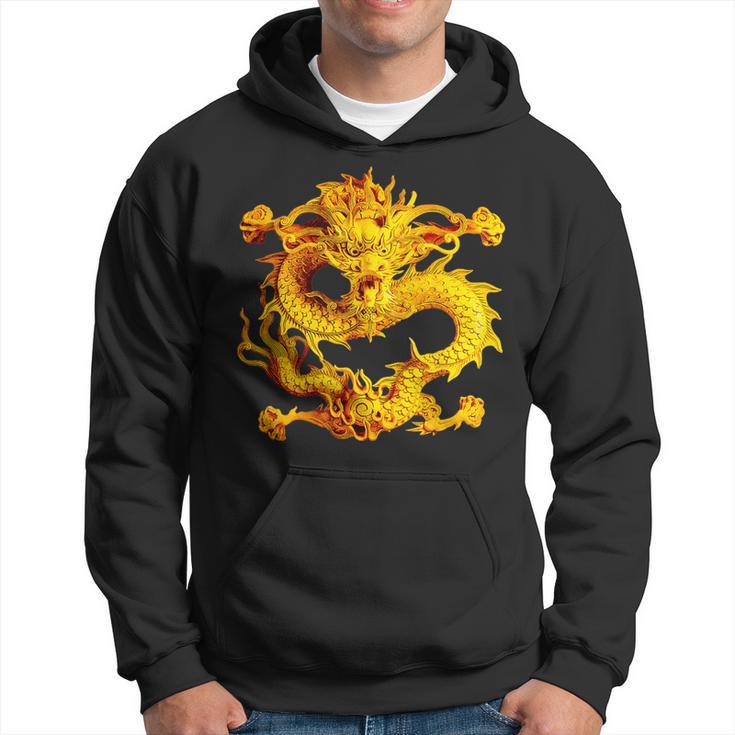 Fearless Golden Chinese Dragon Silhouette 3D Effect Hoodie