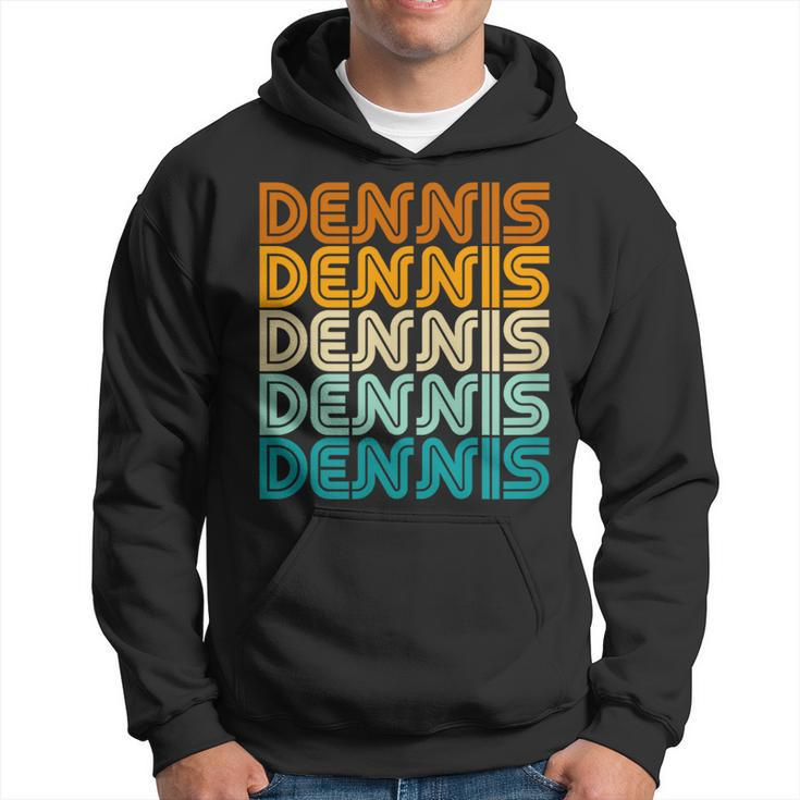 First Name Dennis Vintage Retro Sunset Style Hoodie