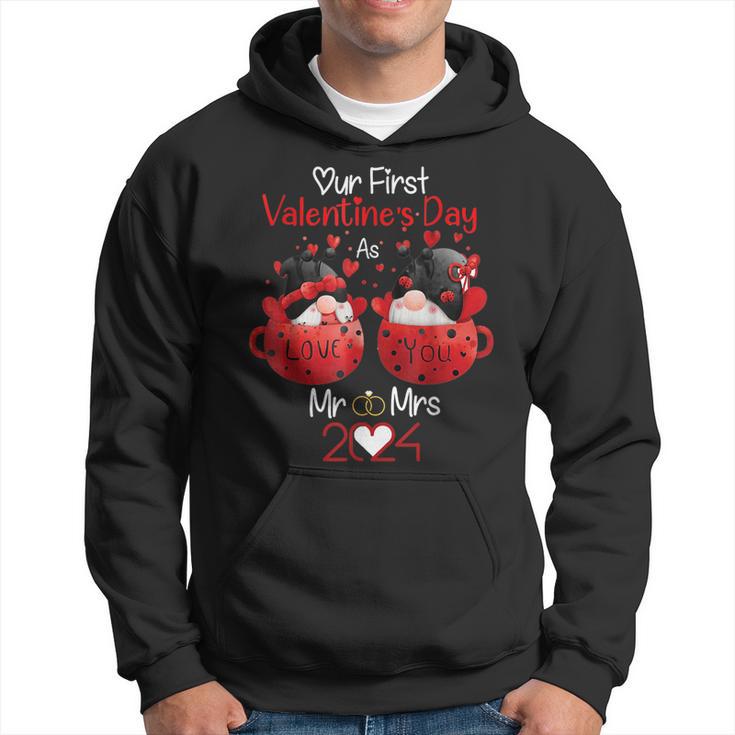 Our First Valentines Day As Mr & Mrs 2024 Married Couples Hoodie