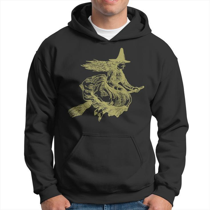 Flying Witch On A Broom Occult Magic Dark Gothic Hoodie