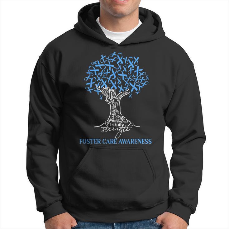 Foster Care Awareness Tree Ribbon Blue Hoodie