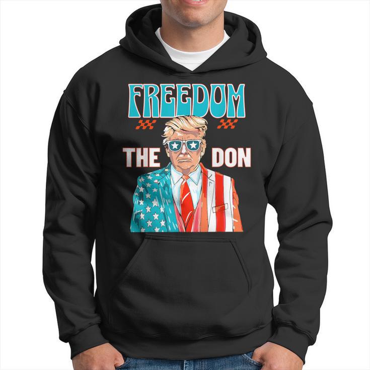 Freedom The Don 4Th Of July Patriotic American Flag Trump Hoodie