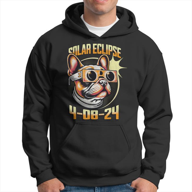 French Bulldog Wearing Solar Eclipse Glasses 2024 Hoodie