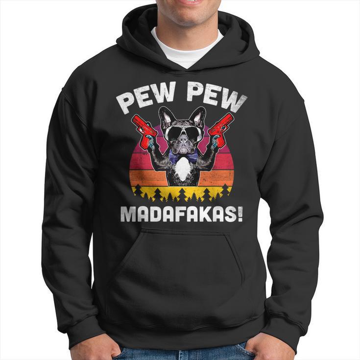 Frenchie Pew Pew Madafakas Vintage French Bulldog Church Hoodie