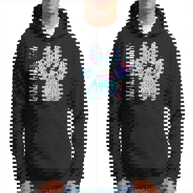 Fun Dog Agility Dog Agility Word Cloud Paw Shape Hoodie