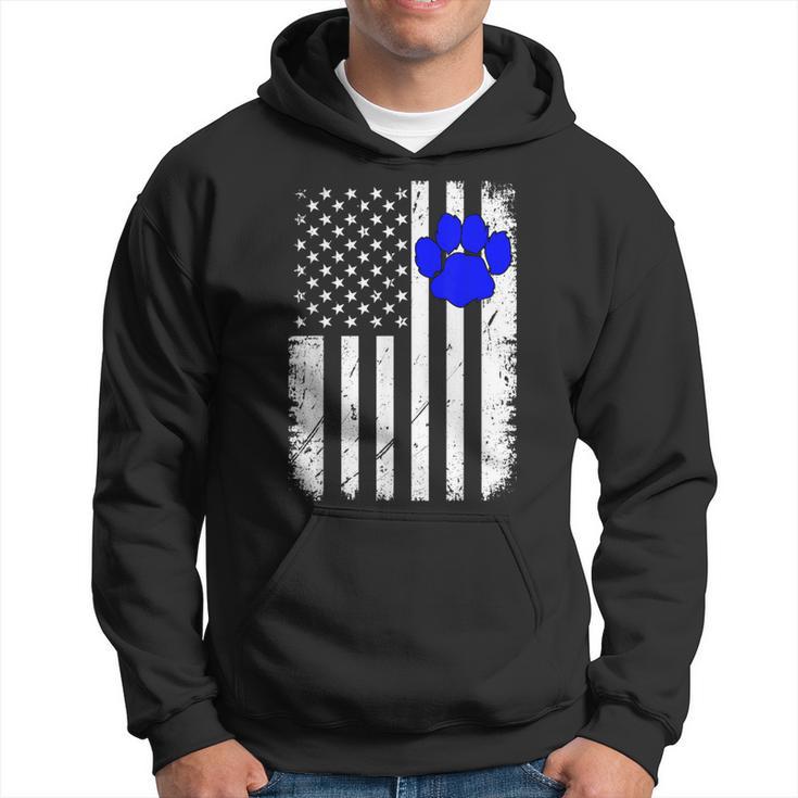 Fun Thin Blue Line Police K9 Dog American Flag Hoodie