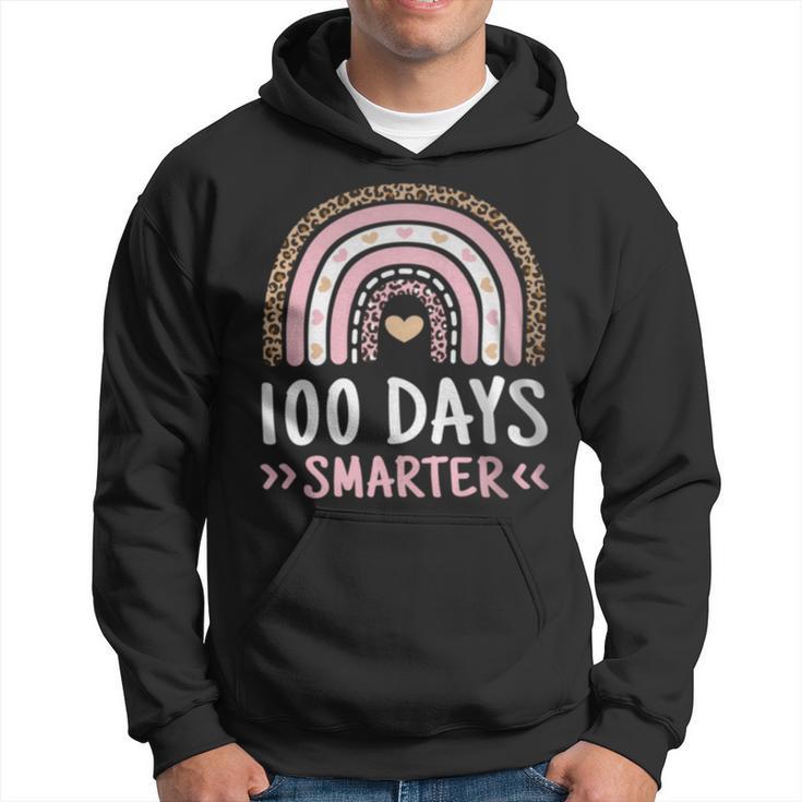 100Th Day Of School 100 Days Smarter Leopard Rainbow Hoodie