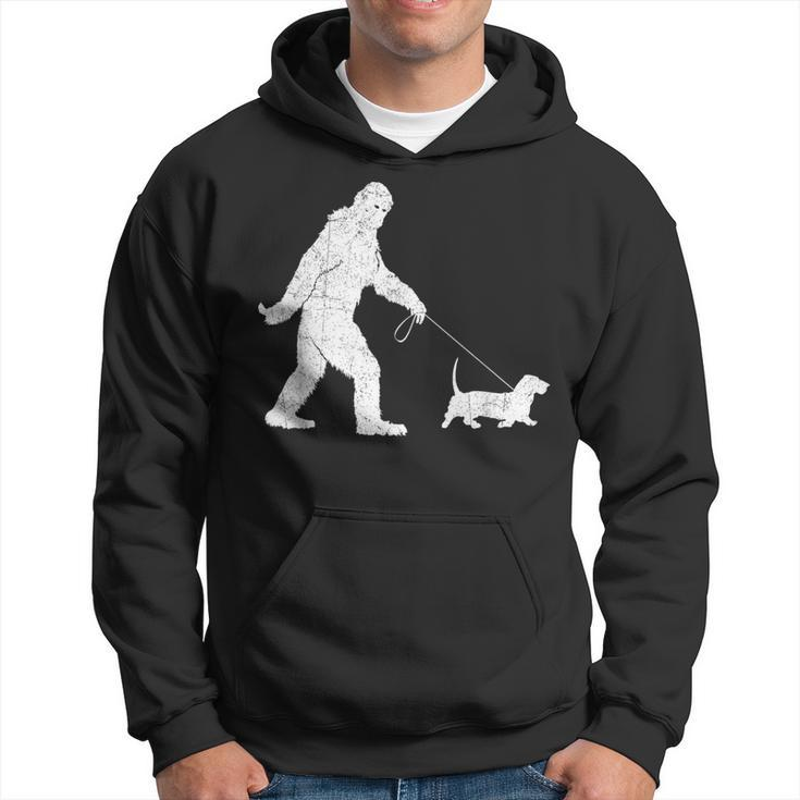 Bigfoot Sasquatch Walking Basset Hound Dog Lovers Hoodie