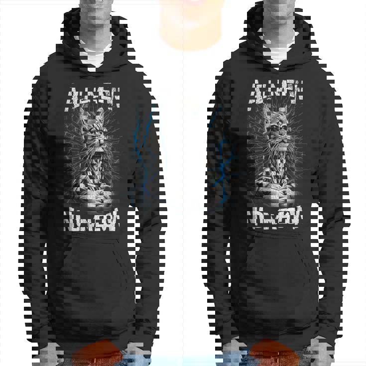 Bootleg Mewing Cat Looksmaxxing Meme All Mew No Meow Hoodie