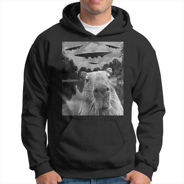 Graphic Capybara Selfie With Ufos Weird Hoodie