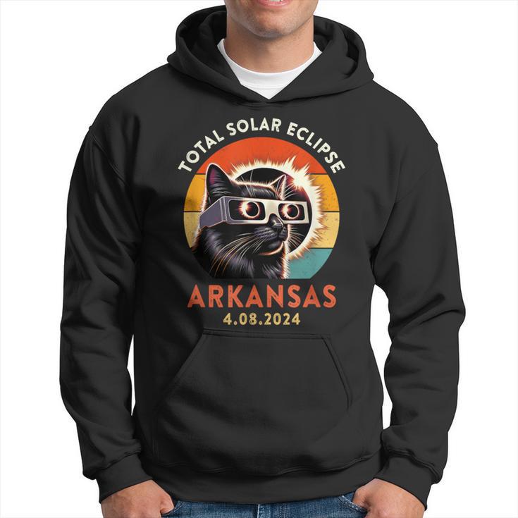 Cat Wearing Solar Eclipse Viewers April 2024 Arkansas Hoodie