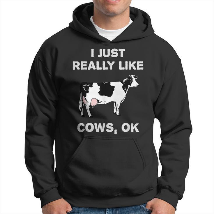 Cow Dairy Farm Humor I Just Really Like Cows Ok Hoodie