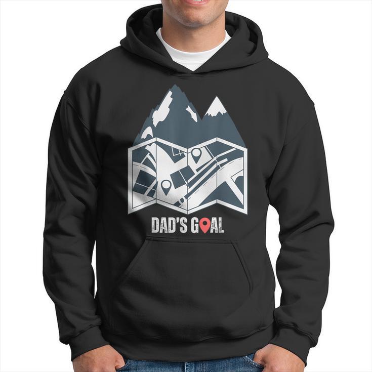 Dad's Goal Hiking Map Hiker Cool Fathers Day Hiking Hoodie