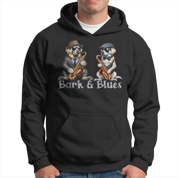 Dogs Playing Saxophone Barks And Blues Jazz Lover Hoodie