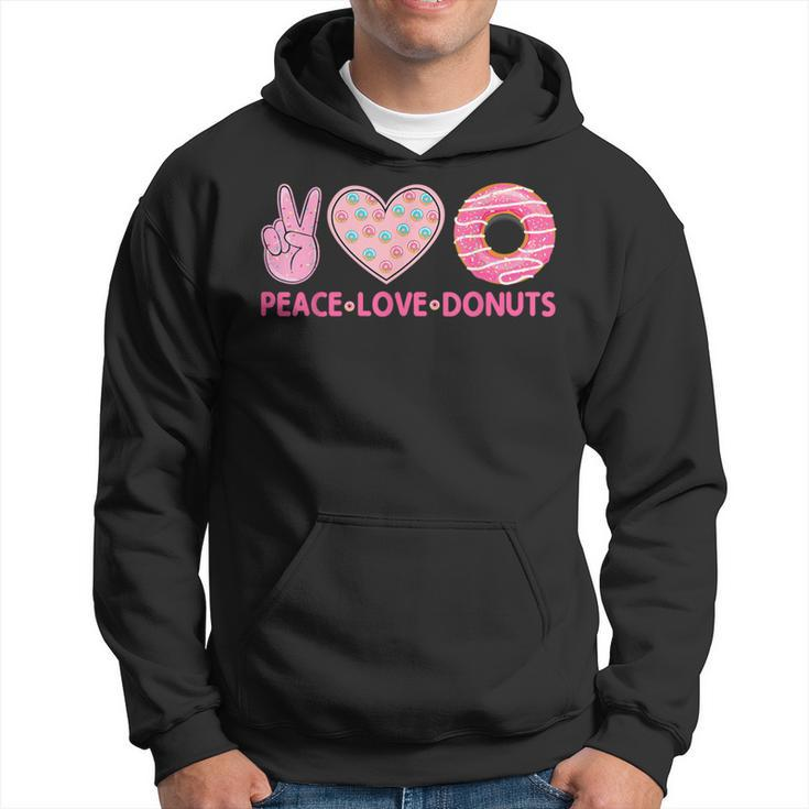 Doughnut Donut Lover Peace Love Donuts Themed Hoodie