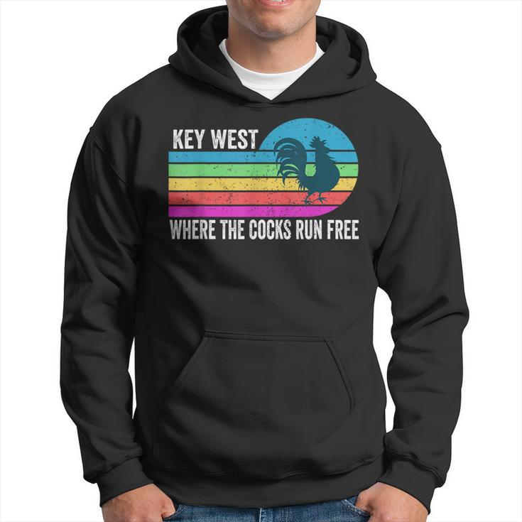 Key West Rooster Where The Cocks Run Free Hoodie