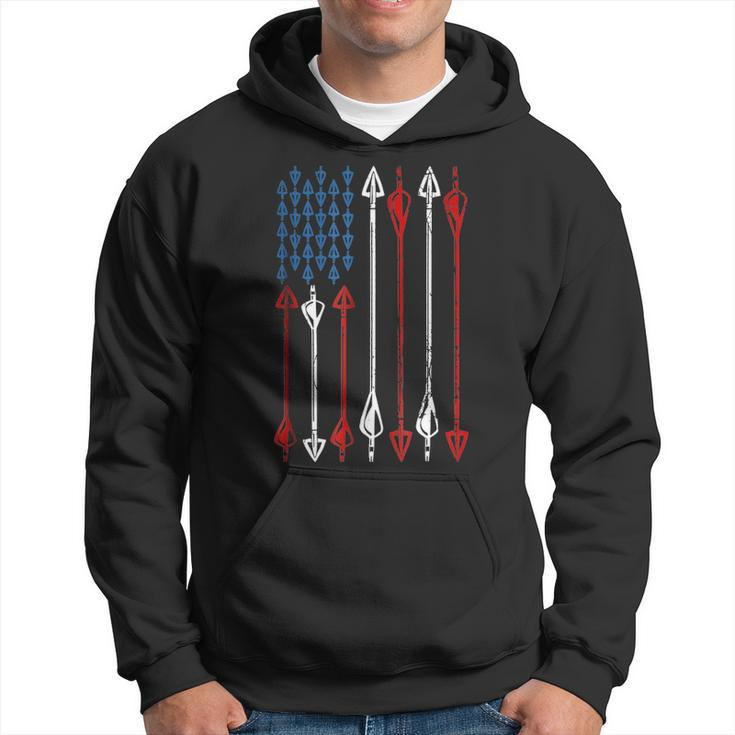 Patriotic Bow Hunting Flag Arrows Bow Archer Target Hoodie