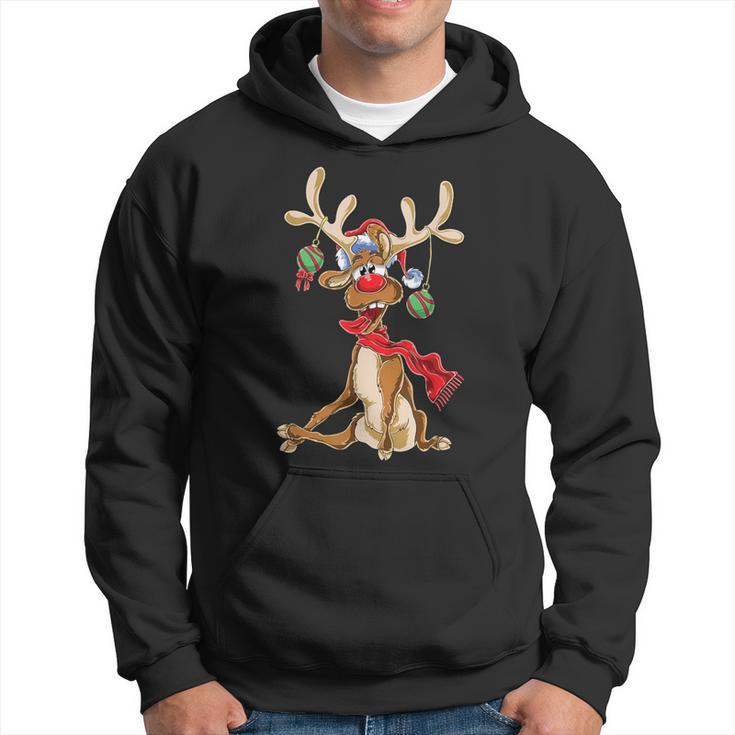 Reindeer Christmas Antlers Short Sleeve Hoodie