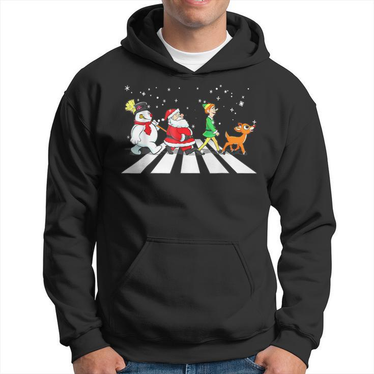 Santa Snowman Elf Reindeer Christmas Abbeys Road Men Hoodie