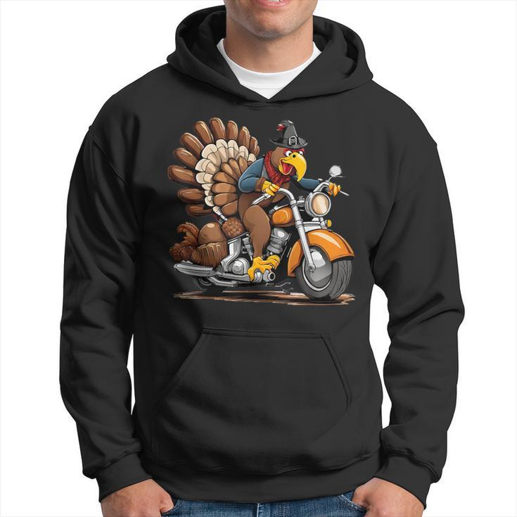 Thanksgiving Turkey On A Motorcycle Hoodie