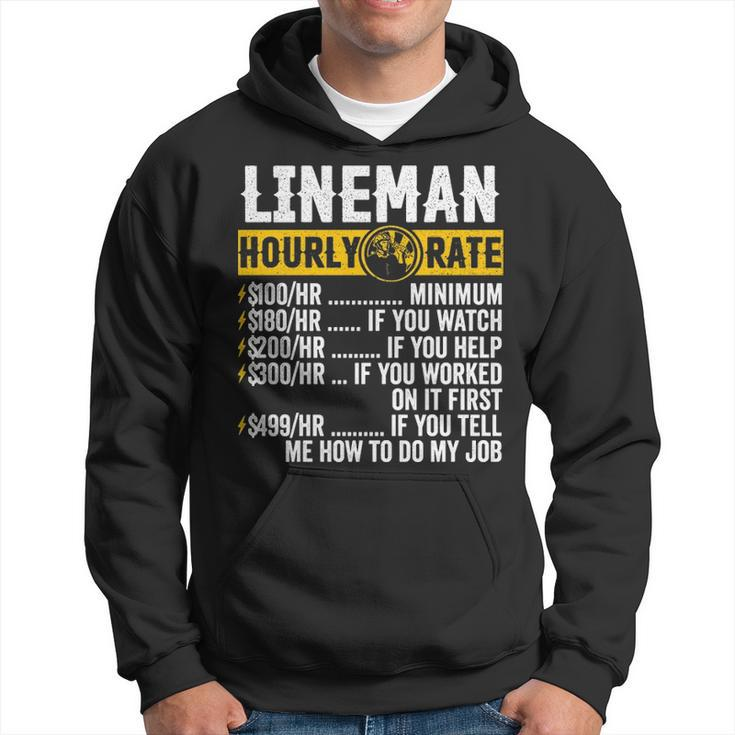 Vintage Lineman Apparel Electrician Hourly Rate Mens Pullover Hoodie